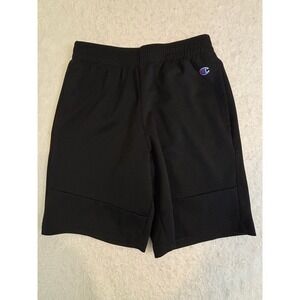 Champion Boys Black Athletic Shorts Size 7/8 Elastic Waist Mesh Logo Gym Sport
